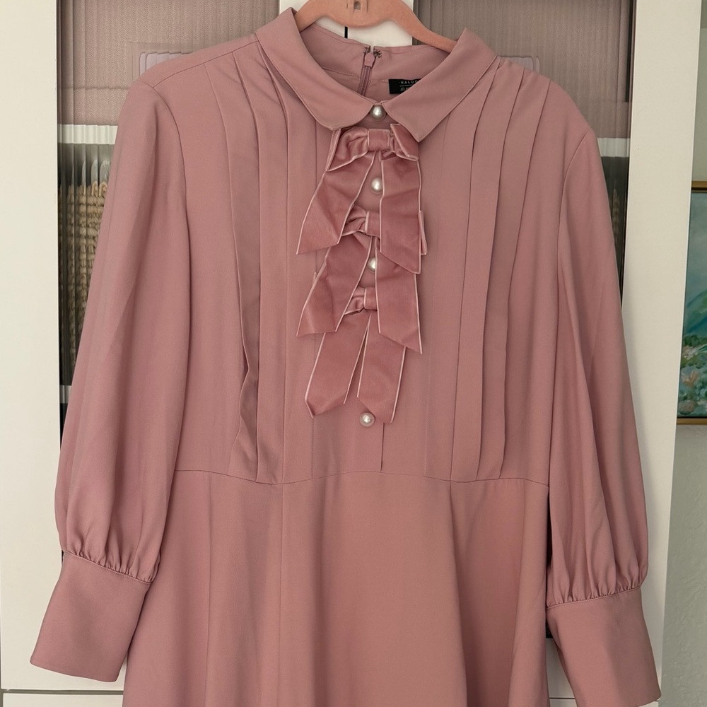 J. Crew Blush Pink Midi Dress with Bow Detail